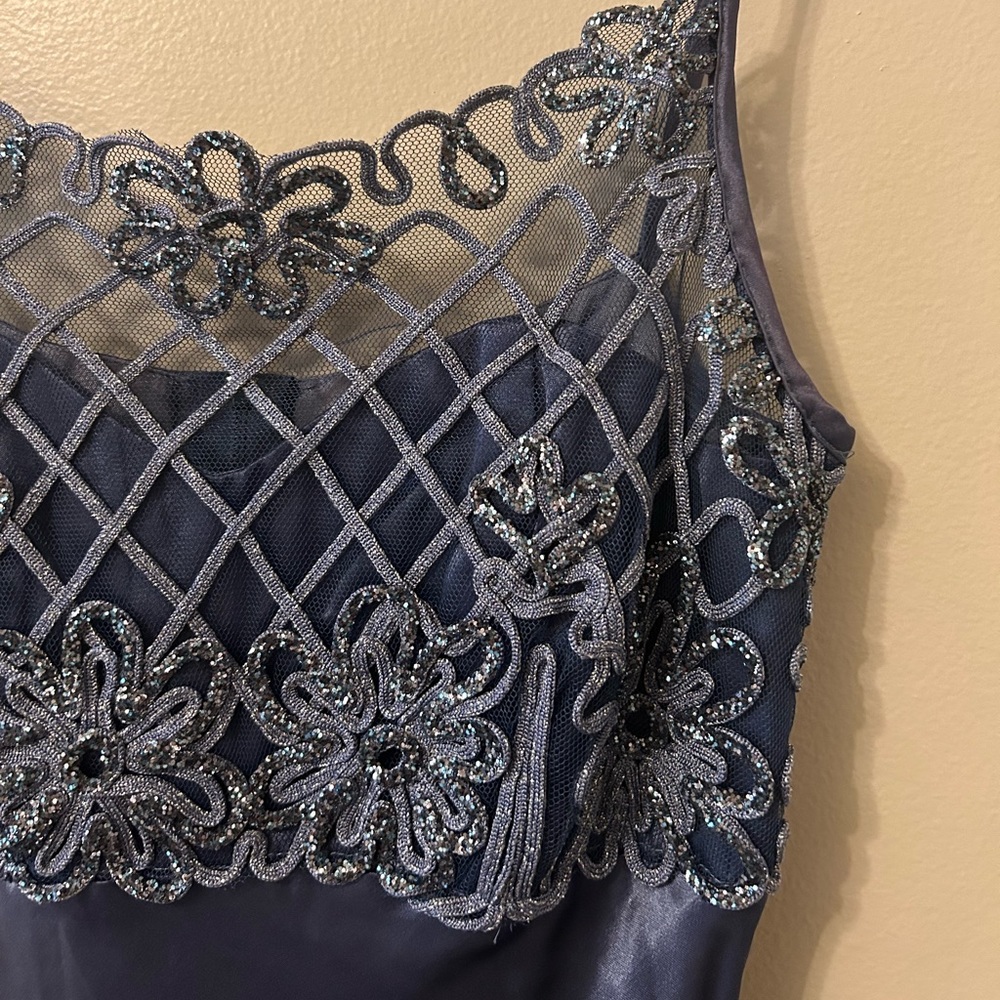 ▪️sold on depop▪️ 90s blue silver formal maxi dress floral y2k prom long dress - Picture 12 of 15